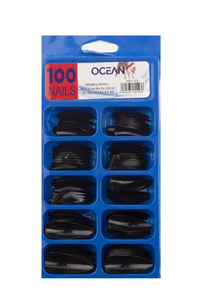 Ocean 100'lü Stiletto Tırnak Siyah ASU-123 ürün görseli 1
