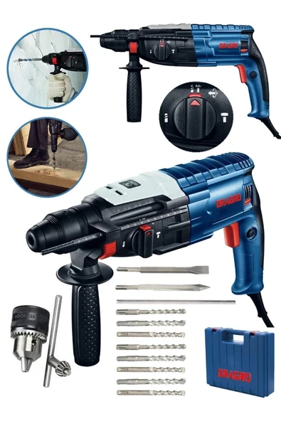 DRAGRO Alman 4200 Watt Kırıcı Delici 5.0 J- Metal Dişli Şanzuman Hilti Darbeli 10 Uç ürün görseli 1