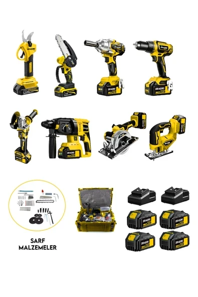 Dragro 4 Akülü 8 Li Set Kırıcı +Taşlama+ Somun Sıkma +Vidalama +Sunta Kesme +Dekupaj +Makas+Testere ürün görseli 1