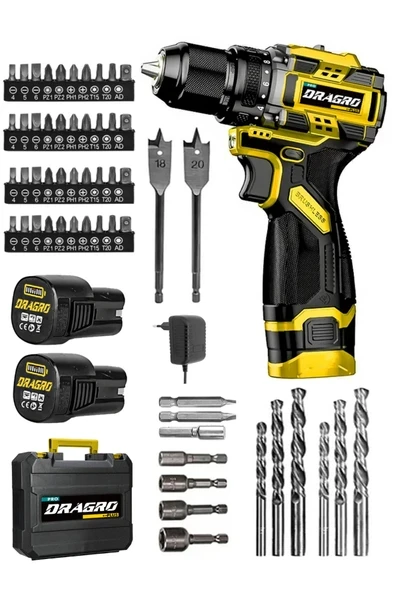 DRAGRO Pro 16.8v Çift Akü Çelik Mandren Kömürsüz Motor Şarjlı Matkap Akülü Vidalama ürün görseli 1
