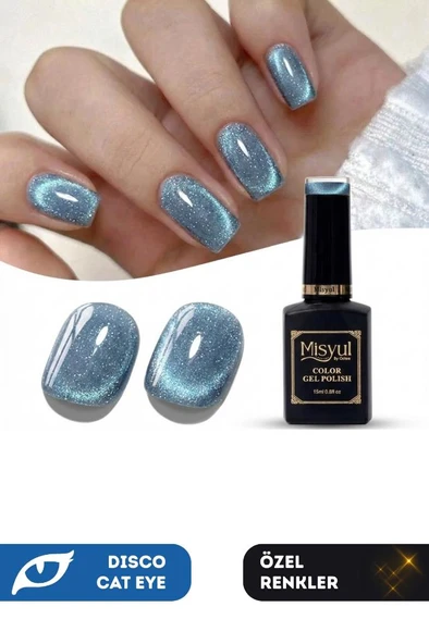 Misyul UV Led Kalıcı Oje Nail Art 15 ml Dynamic Disco Cat Eye Dc08 ürün görseli 1