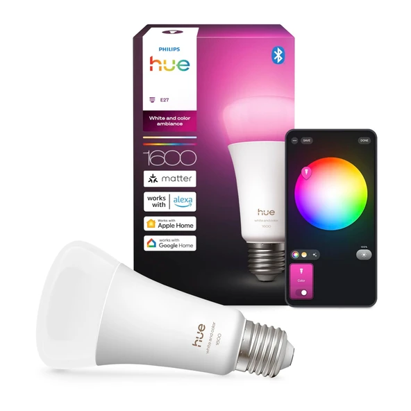 Philips Hue WCA E27 1600 Lumen Renkli Akıllı Ampul A67 11.8W Yeni Enerji Tasarrufu ürün görseli 1