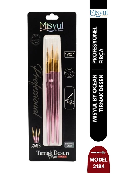 Misyul Tırnak Desen Fırçası 3'lü Pembe MIS-2184 ürün görseli 1