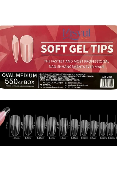 Misyul Jel Tırnak Oval Medium 550'li Paket Soft Jel Tips MIS-2255 ürün görseli 1