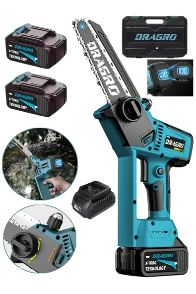 DRAGRO Alman 21 V 3000 Mah  Dijital Göstergeli Dal Budama Testeresi Kömürsüz Otomatik Yağlamalı 10 pilli ürün görseli 1