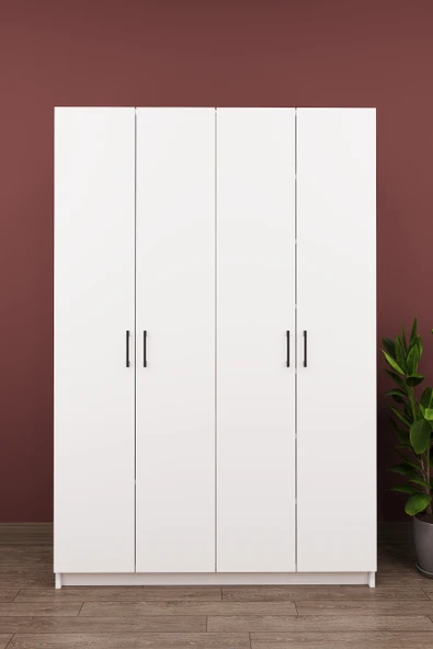 Lüks 4 Kapaklı Portmanto Askılı Vestiyer %100 MDF Ayakkabılık Dolabı V08  BEYAZ ürün görseli 1