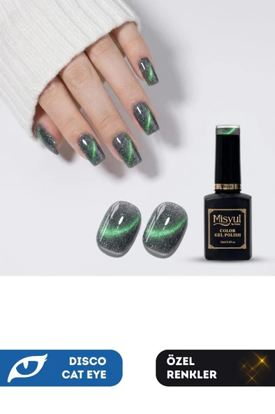 Misyul UV Led Kalıcı Oje Nail Art 15 ml Dynamic Disco Cat Eye Dc12 ürün görseli 1