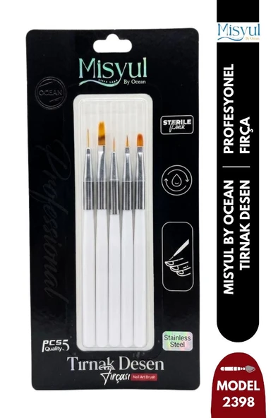 Misyul Tırnak Desen Fırçası 5'li Beyaz Renk MIS-2398 ürün görseli 1