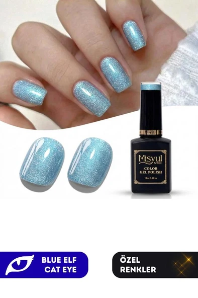 Misyul UV Led Kalıcı Oje Nail Art 15 ml Blue Elf Cat Eye Ec10 ürün görseli 1