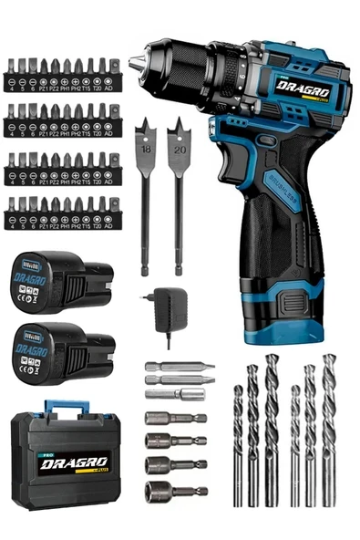 DRAGRO Pro 16.8v Çift Akü Çelik Mandren Kömürsüz Motor Şarjlı Matkap Akülü Vidalama ürün görseli 1