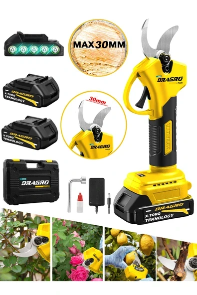 DRAGRO Alman Pro Akülü Bağ Makasi Dal Budama Kesme Makasi Makinesi Çantali Sarı ürün görseli 1