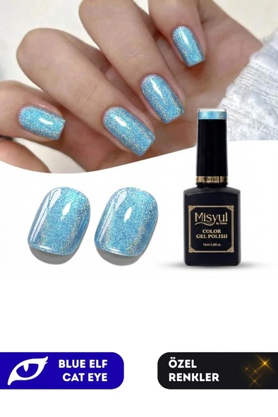 Misyul UV Led Kalıcı Oje Nail Art 15 ml Blue Elf Cat Eye Ec05 ürün görseli 1