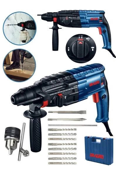 DRAGRO German 4200w Watt Kırıcı Delici Hilti Matkap Metal Şanzumanlı ++ 10 Adet Uç ++Yedek Mandren ürün görseli 1