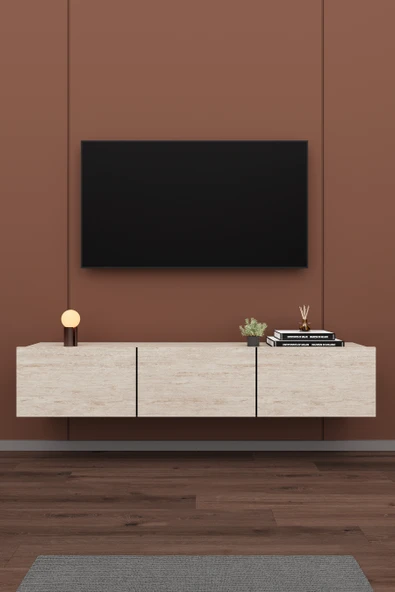Modern Duvara Monte TV Ünitesi %100 MDF Kapaklı Televizyon Sehpası T-27  SİDON ürün görseli 1
