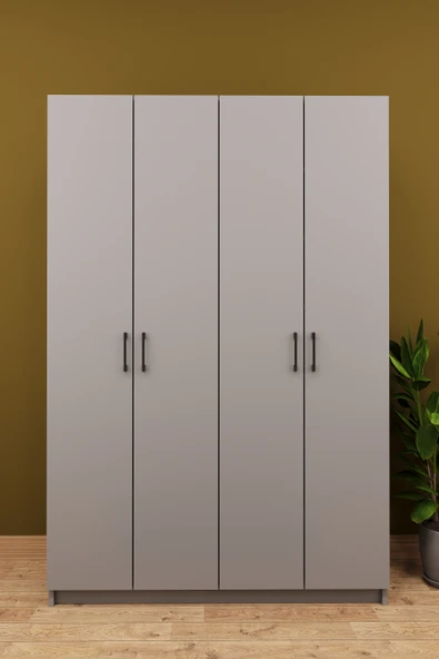 Lüks 4 Kapaklı Portmanto Askılı Vestiyer %100 MDF Ayakkabılık Dolabı V08  KÜL GRİ ürün görseli 1