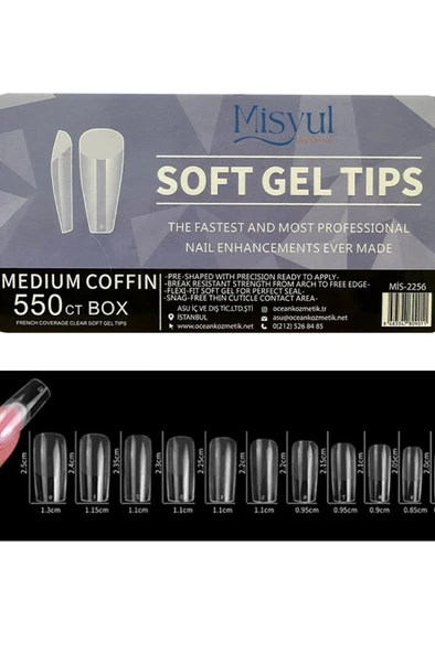Misyul Jel Tırnak Medium Coffin 550'li Paket Soft Jel Tips MIS-2256 ürün görseli 1