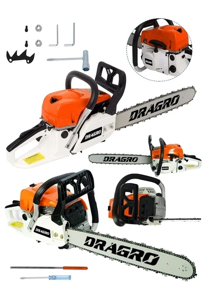 DRAGRO 63 Cc Benzinli Testere 9.9 Hp Ağaç Odun Dal Kesme Makinesi Motorlu Testere ürün görseli 1