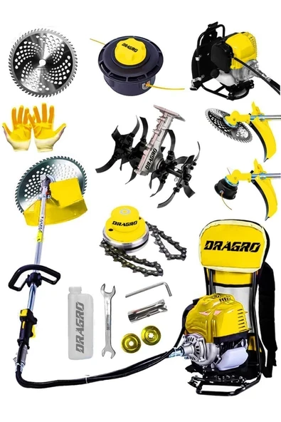 DRAGRO 4x4 2 Zamanlı Sırt Tipi Benzinli Motorlu Ot Çalı Tırpanı Çim Biçme Makinesi Tirpan Çapa Aparati ürün görseli 1