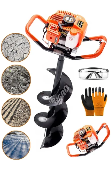 DRAGRO Alman 9.9 Hp Toprak Burgu Makinası 150 Mm Delme Ucu ürün görseli 1