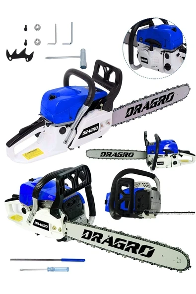 DRAGRO 63 Cc Benzinli Testere 9.9 Hp Ağaç Odun Dal Kesme Makinesi Motorlu Testere ürün görseli 1