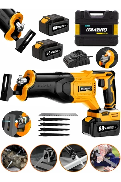 DRAGRO Alman 88 V 10 Ah Çift Akülü Tilki Kuyruğu Ağaç Dal Kurban Kesim Makinesi 5 Adet Bıçak Şarjlı Tilki ürün görseli 1