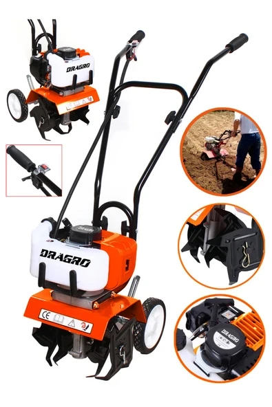 DRAGRO Alman Pro 4x4 9.9 Hp Çelik Şanzuman Bakir Sargili Benzinli Çapa Makinesi Çapalama ürün görseli 1