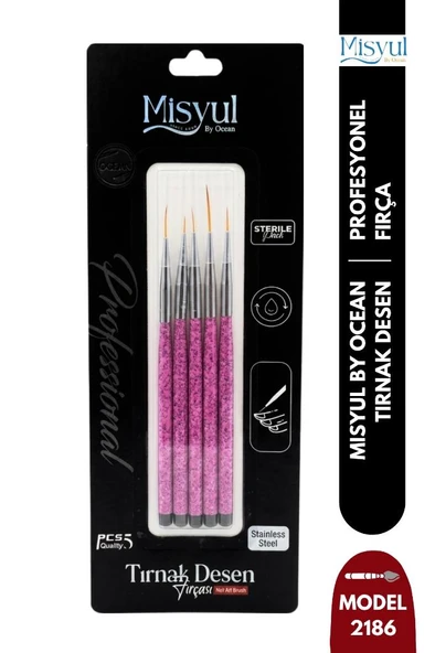 Misyul Tırnak Desen Fırçası 5'li Pembe MIS-2186 ürün görseli 1
