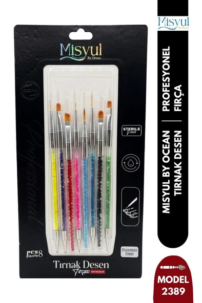 Misyul Tırnak Desen Fırçası 8'li Desenli Karışık Renk MIS-2389 ürün görseli 1