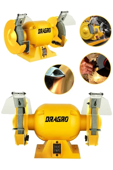 DRAGRO Alman 200 mm Turbo 4200 Watt Çark Motoru Zımpara Balta Bıçak Bileme Makinesi Taş Motoru Taşlama ürün görseli 1