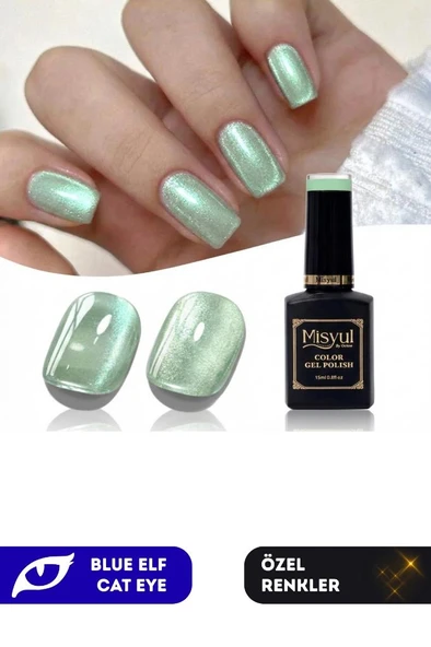 Misyul UV Led Kalıcı Oje Nail Art 15 ml Blue Elf Cat Eye Ec02 ürün görseli 1