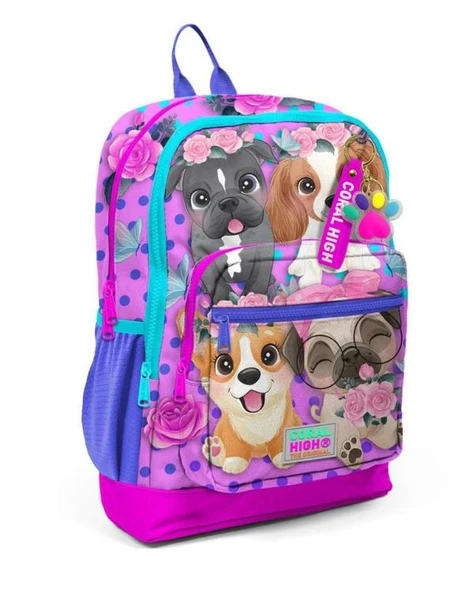 Coral High Pembe Köpek Desenli Okul Çantası 23750 ürün görseli 1