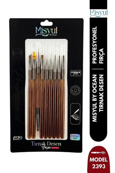 Misyul Tırnak Desen Fırçası 9'lu Kahverengi MIS-2393 ürün görseli 1