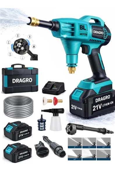 Dragro 21v Kömürsüz Yüksek Basınçlı Şarjlı Oto Araba Bahçe Yıkama Makinesi Çift Akülü ürün görseli 1
