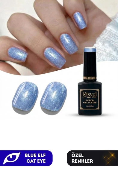 Misyul UV Led Kalıcı Oje Nail Art 15 ml Blue Elf Cat Eye Ec08 ürün görseli 1