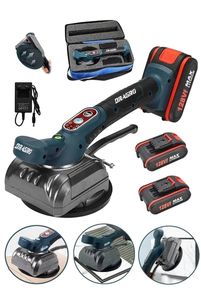 DRAGRO Alman Pro 128 VF Metal Şanzıman Lithium Çift Akülü Fayans Cam Karo Döşeme Vantuz Makinesi Çantalı ürün görseli 1