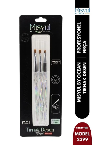 Misyul Tırnak Desen Fırçası 3'lü Şeffaf Tasarım MIS-2399 ürün görseli 1