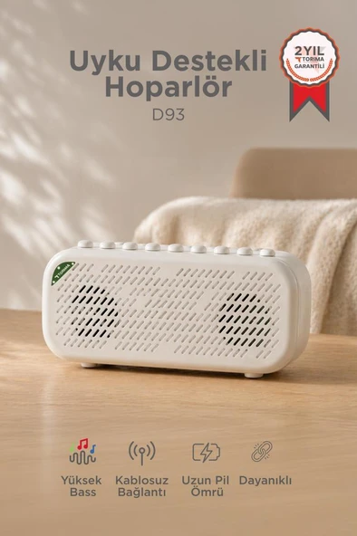 Bluetooth Hoparlör Uyku Destekleyici Doğa Sesli Şarjlı Speaker D93 Beyaz ürün görseli 1