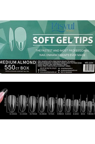 Misyul Jel Tırnak Medium Almond 550'li Paket Soft Jel Tips MIS-2254 ürün görseli 1
