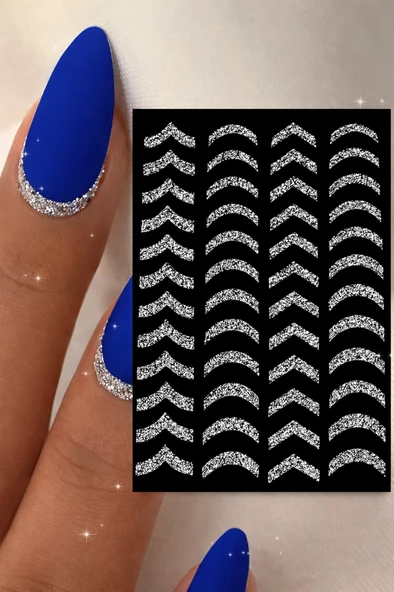 Misyul 5D Tırnak Sticker Yapışkanı Parıltılı Gümüş 48 Parça MIS-3829 ürün görseli 1
