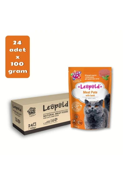 HASTUNÇ Leöpöld Premium Pouch Kuzulu Yetişkin Kedi Konservesi 100 gr x 24 Adet ürün görseli 1