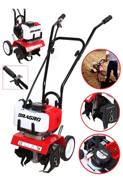 DRAGRO Alman Pro 4x4 9.9 Hp Çelik Şanzuman Bakir Sargili Benzinli Çapa Makinesi Çapalama ürün görseli 1