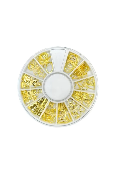 Misyul Tırnak Süsleme Taşı 12 Gözlü Mix Paket Gold Kalp-Oval MIS-2082 ürün görseli 1