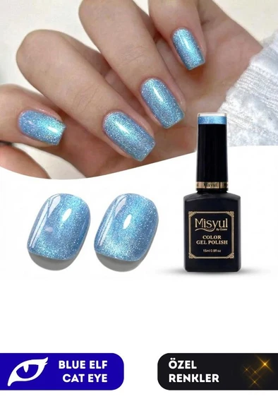 Misyul UV Led Kalıcı Oje Nail Art 15 ml Blue Elf Cat Eye Ec03 ürün görseli 1