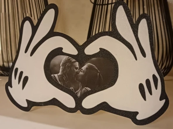 Mickey El Kalp Tasarımlı 3D Fotoğraf Çerçevesi - Modern Pop Art Sevgiliye Hediye, Dekoratif Masa Üstü Resim Standı ürün görseli 1