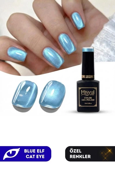 Misyul UV Led Kalıcı Oje Nail Art 15 ml Blue Elf Cat Eye Ec01 ürün görseli 1