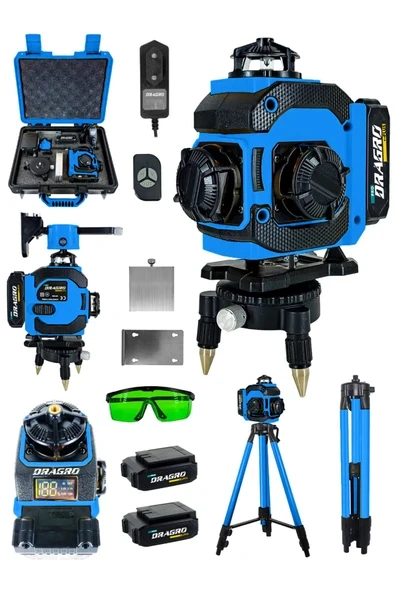 DRAGRO Pro 16 Köşe Yeşil Lazer Hizalama Terazi 360 Mıknatıslı Çantalı Otomatik Hizalama Metre ürün görseli 1