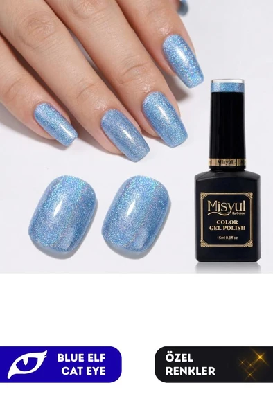 Misyul UV Led Kalıcı Oje Nail Art 15 ml Blue Elf Cat Eye Ec04 ürün görseli 1