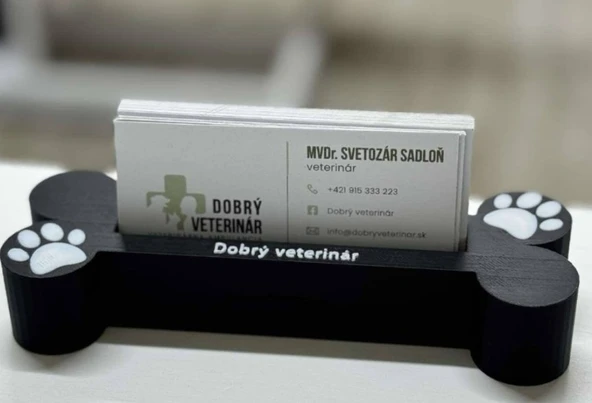 Veteriner ve Pet Shop İçin Pati Detaylı Kemik Formlu Kartvizitlik - Dekoratif Masaüstü Stand ürün görseli 1