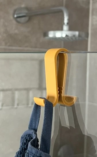 Duş Camı Havlu Askısı - Delme Gerektirmeyen Banyo Aparatı - 3D Yazıcı Bornoz Tutucu ürün görseli 1