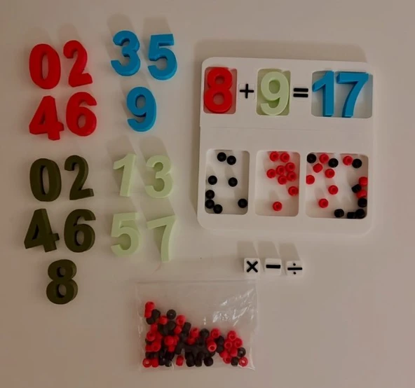 Eğitici Matematik Seti - 3D Yazıcı Üretimi Sayı ve Sayma Tablası (Okul Öncesi & İlkokul Hazırlık) ürün görseli 1